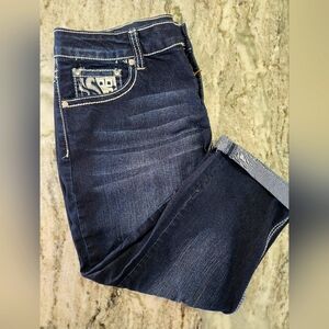 LOVE Indigo Dark Blue  Capri Jeans